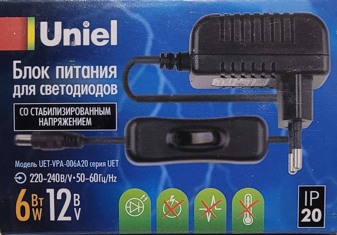 Блок питания для LED-светильников Uniel UET-VPА-006А20, 6 Вт, 12 В