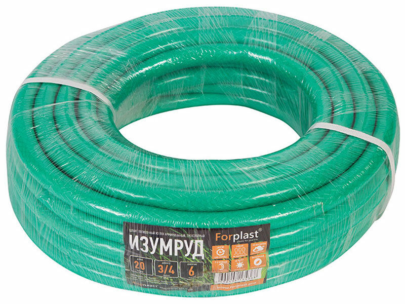 Шланг ПВХ ForPlast Изумруд, армированный, 3/4", 20 м (005249)