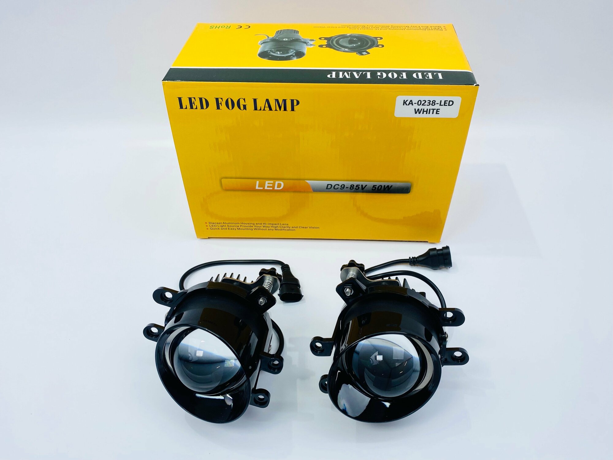 Светодиодные герметичные би лед модули ближнего света в ПТФ ZMB LED FOG на Toyota/Lexus 12V 3.0"5500К комплект 2 линзы