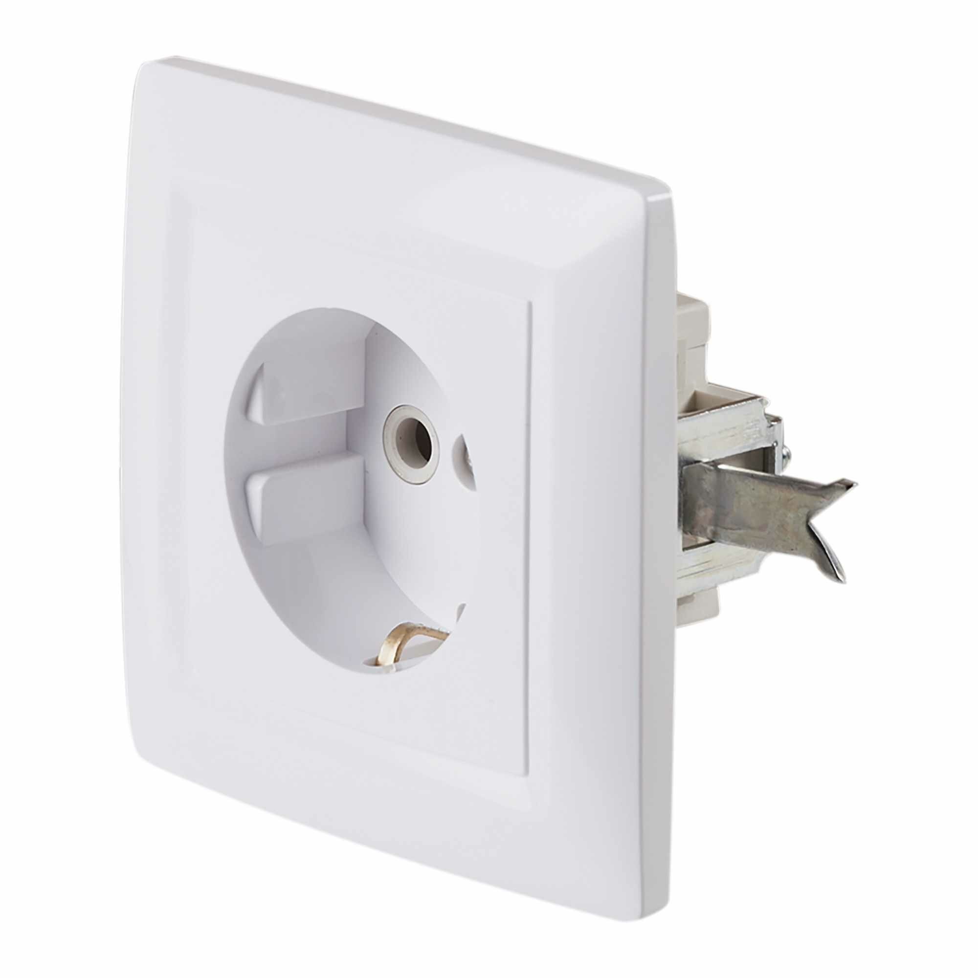 Розетка встраиваемая Reone с заземлением, цвет белый - фото №3