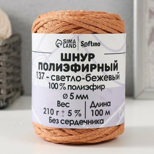 Шнур полиэфирный без сердечника 5 мм 100м210г - 5 светло-бежевый-137 722₽