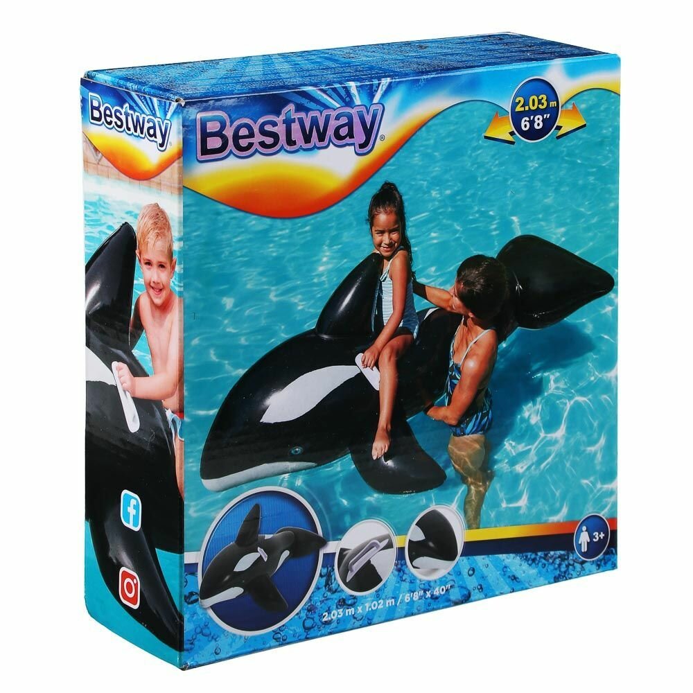 игрушка надувная BESTWAY Кит 203х102см для плавания на воде - фото №5