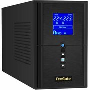 ИБП (инвертор, синус, для котла) ExeGate SineTower SZ-1000. LCD. AVR.2SH.1C13. USB <1000VA/800W, чистая синусоида, LCD дисплей, AVR, 2*Schuko+1*C13, USB, линейно-интерактивный, внешняя батарея 24В до 200Ач, Black> EX295987RUS