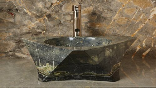 Серая раковина для ванной Sheerdecor Prisma 016009111 из натурального камня мрамора