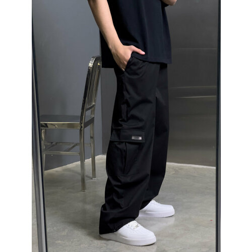 Брюки карго FEELZ, размер M, черный джинсы мужские облегающие деловые повседневные брюки карандаш байкерские модные штаны уличная одежда из денима в стиле хип хоп для вечер