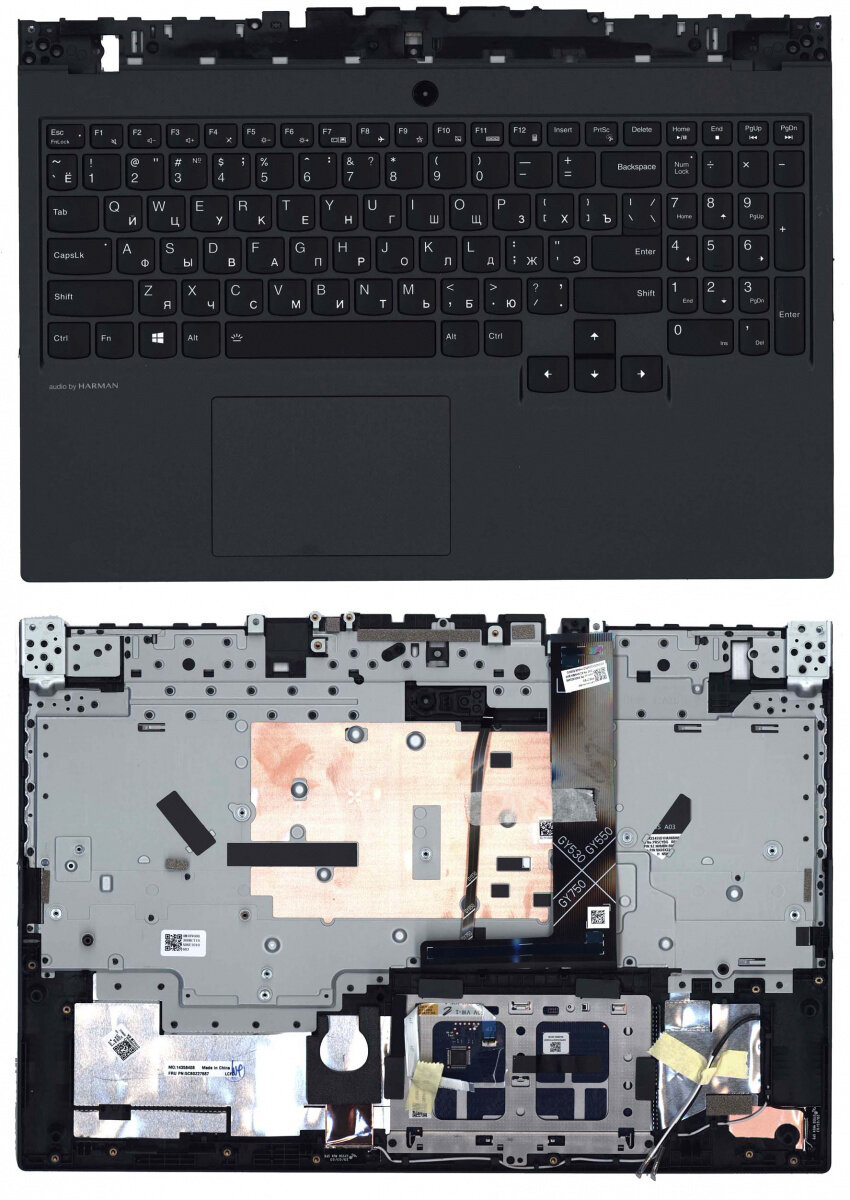 Клавиатура для Lenovo Legion 5-15ARH05 черная с черным топкейсом