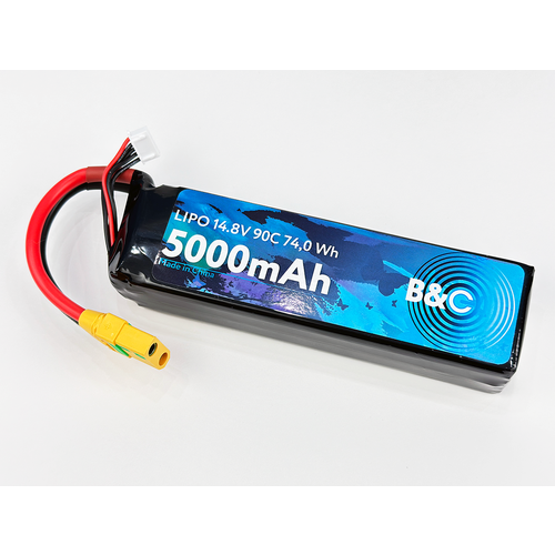 Аккумулятор Li-po B&C 5000 MAH 14.8V (4s) 90C, XT90, Soft case