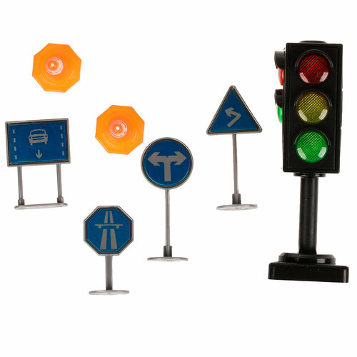 Модель Технопарк Светофор с дорожными знаками 335040 игрушка трафик имитация дорожных знаков детская игрушка для раннего развития