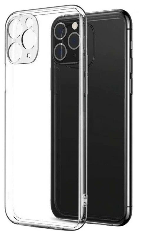 Тонкий силиконовый чехол для смартфона Apple iPhone 11 Pro / Противоударный защитный чехол для телефона Эпл Айфон 11 Про с защитой камеры (Прозрачный)