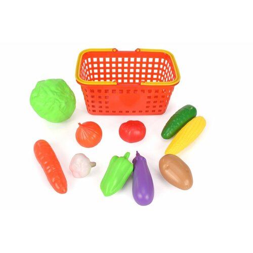 конструкторы toy mix в ведре 82 детали Набор продуктов TOY MIX Овощи с корзинкой, пластик, 28х17х15 см, в сетке (РР 2021-009)