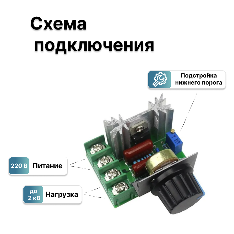 Диммер регулятор оборотов, мощности, частоты вращения 220 В 2000 Вт / Тиристорный Диммер / Симисторный стабилизатор — фото 1