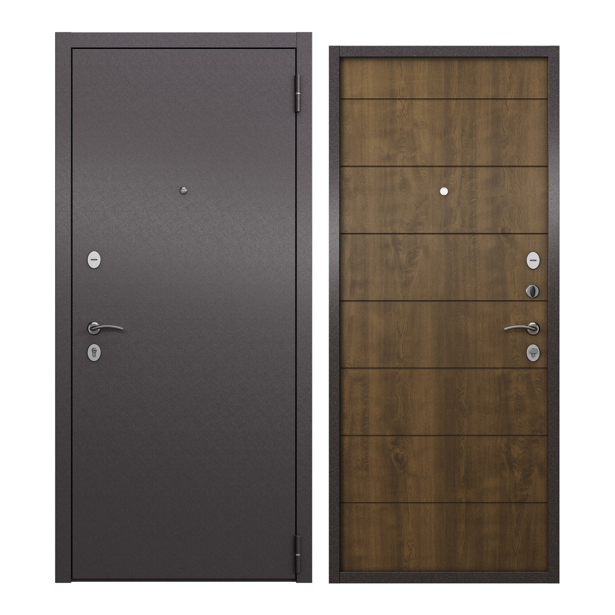 Дверь входная для квартиры ProLine металлическая Apartment 960х2050 левая антивандальное покрытие два уплотнителя замки 4го и 2го класса коричневый