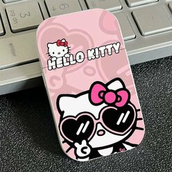Газовая зажигалка аниме Hello Kitty Хеллоу Китти в очках розовая белая / подарок девушке