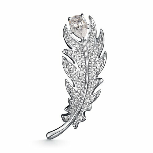 Брошь Dewi, серебро, 925 проба, родирование, фианит, , серебристый