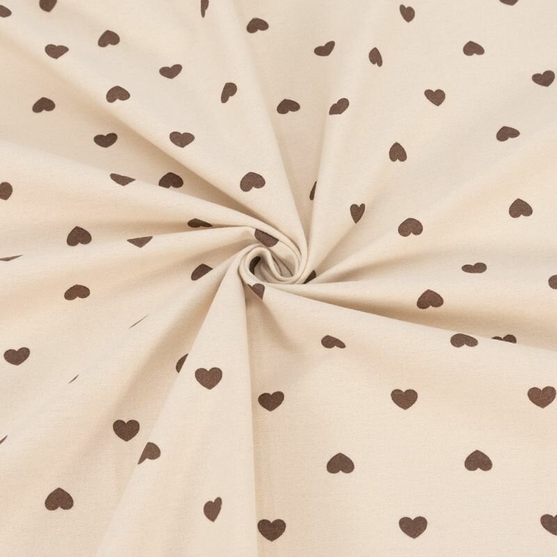 фото Ткань для шитья хлопок, 1 Метр ткани, Фланель плательная 175 гр/м2, Для пеленок новорожденным, Отрез - 150х50, Кофейные сердечки на молочном