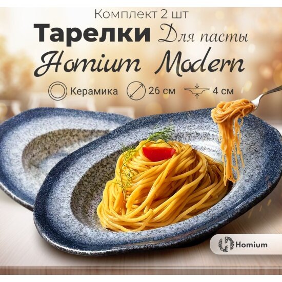 Набор Homium тарелок Kitchen, Home Modern, 2 шт, цвет сине-белый, D26см (set2homemodernBLWH)