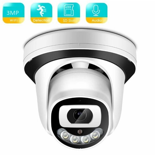 Комплект IP камера купольная WIFI 3MP IR Mic Audio 128GB 800000₽