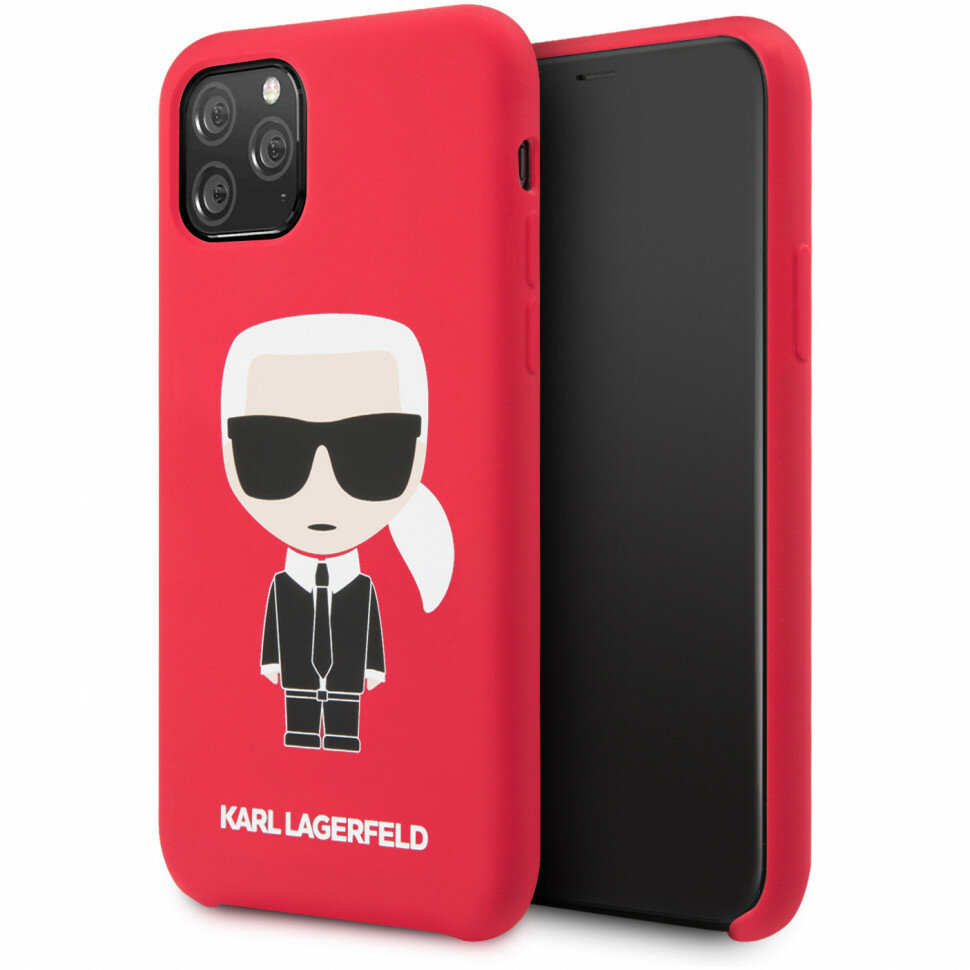Чехол Lagerfeld для iPhone 11 Pro Liquid silicone Iconic Karl Hard Red