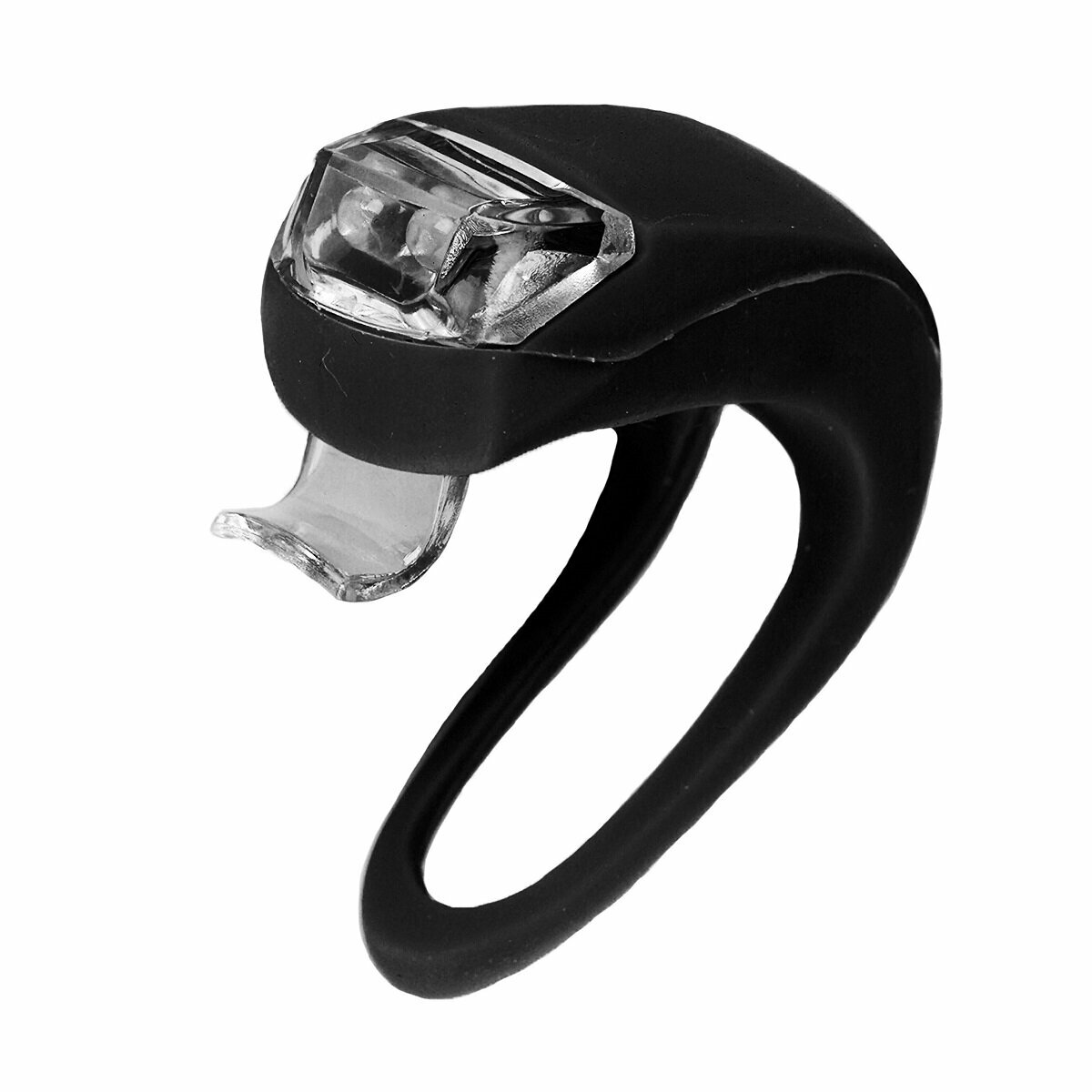 Фонарь LED в силиконовом корпусе на руль велосипеда скутера на шлем питание от батареек черный