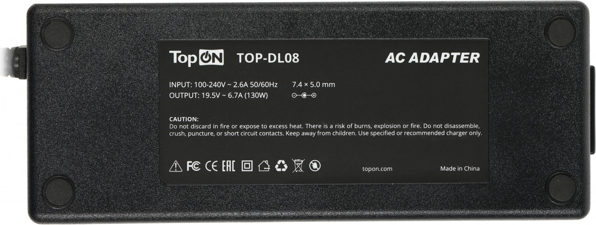 Зарядное устройство TopON TOP-DL08 19.5V -> 6.7A для DELL Latitude, Inspiron, XPS, Precision,Vostro PA-13 (7.4x5.0mm с иглой) 130W - фото №11