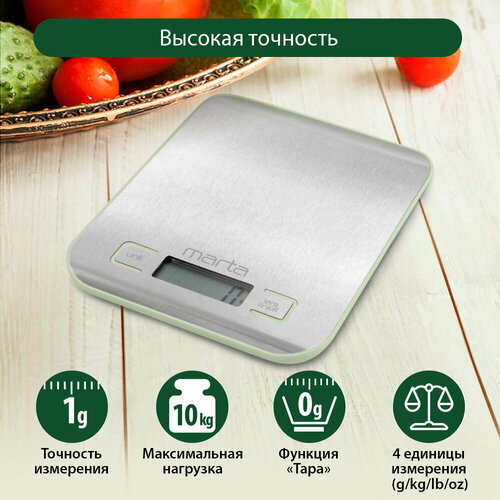 MARTA MT-1646 (new) зеленый нефрит весы кухонные кухонные весы со встроенным термометром marta mt sc3626 зеленый нефрит