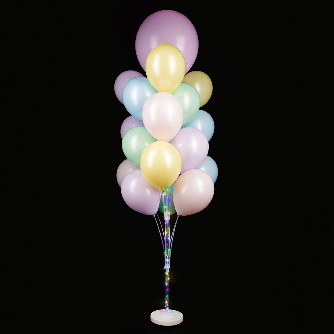 фото Стойка для шаров Фонтан, 19 насадок, 1,6 м, Белый/Прозрачный, 1 шт.