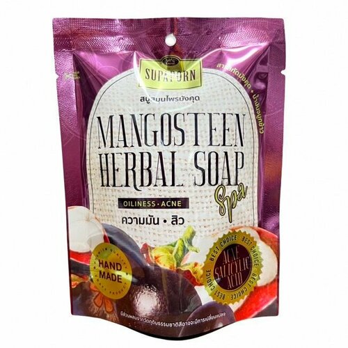 SUPAPORN Мыло в мешочке из люфы Мангостин Ginger Herbal Soap 70гр supaporn тайское ароматное спа мыло в мешочке 7 трав 70 гр