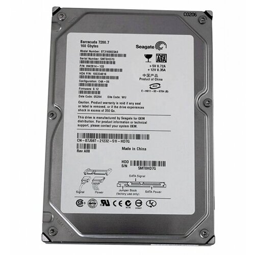 Жесткий диск Dell 7J597 160Gb SATA 3,5 HDD жесткий диск 2 5 hdd sata 160gb fujitsu mhw2160bh