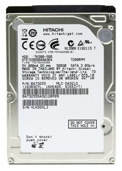 Жесткий Диск Hitachi HTE725050A9A364 500Gb 7200 SATAII 2,5" HDD