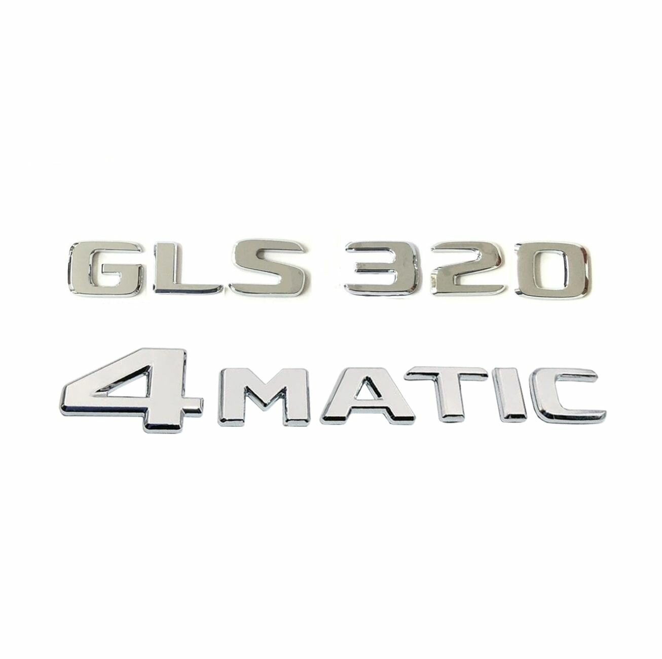 Комплект: шильдик на багажник для Mercedes GLS320 (новый шрифт 2017+) +4matic хром