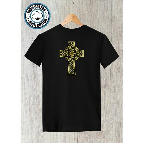Футболка кельтский крест символика, размер S, черный мужская футболка детская символика s черный