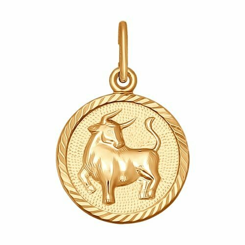 знак зодиака телец из золота с фианитами Подвеска ЗлатаМира, красное золото, 585 проба