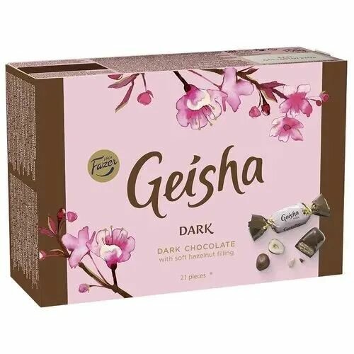 Конфеты Fazer Geisha Dark темный шоколад с нежной ореховой начинкой, 150 г (из Финляндии)