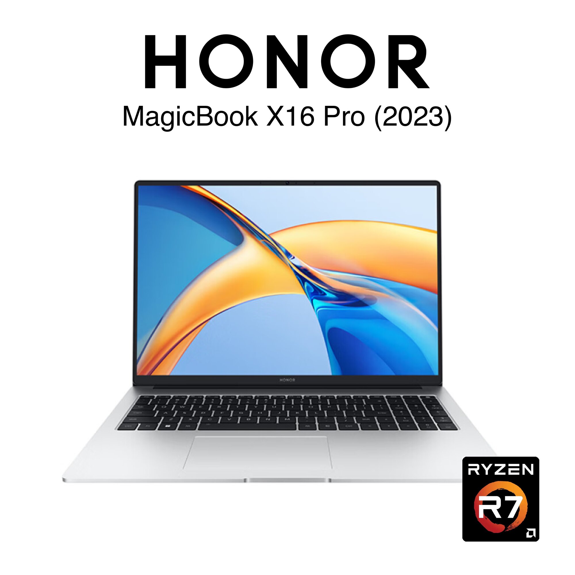 16" Ноутбук Honor MagicBook X 16 Pro, 1920x1200 IPS, AMD Ryzen 7 7840HS (3.8 ГГц), RAM 16 ГБ LPDDR5, SSD 1024 ГБ , AMD Radeon 780M, Windows 11 Pro, Серебристый, Русская раскладка