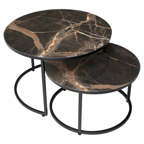 Журнальный столик Эрвин (комплект) мейджик, стекло/ черный каркас, M-city