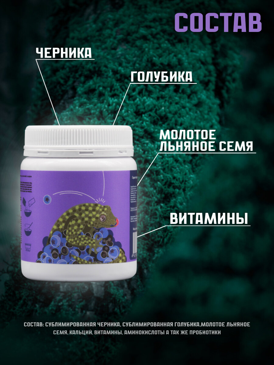 Корм для рептилий Kate’s Geckos Lab Blueberry gecko diet 100 грамм пищевая добавка фруктовая , полнорационная смесь для бананоедов и других гекконов