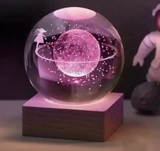 Хрустальный шар 3д ночник, магический шар с гравировкой светодиодный Планета, питание 5V от USB кабеля