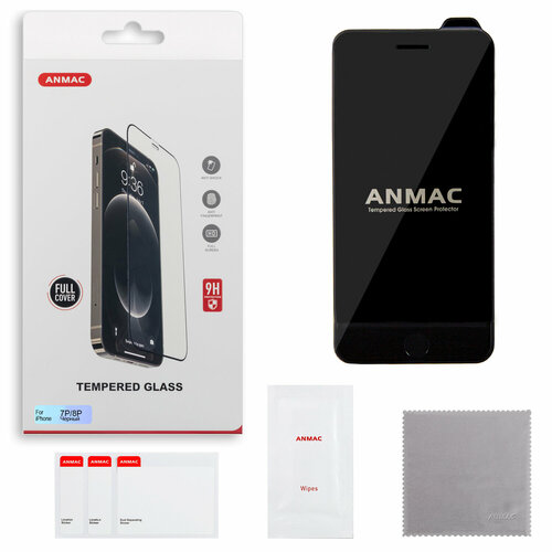 Защитное стекло iPhone 7/8 Plus Full Cover ANMAC черное защитное закаленное стекло для iphone 7 8 plus защита экрана для iphone 7 iphone 8 iphone 7plus 8 plus защитная пленка для iphone iphoe 9h