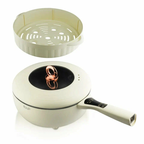 Электрическая сковорода пароварка электрическая домашние пароварки 1500Вт объем пароварки 5 и сковороды 7 литров алюминий RAF 5402 3396₽