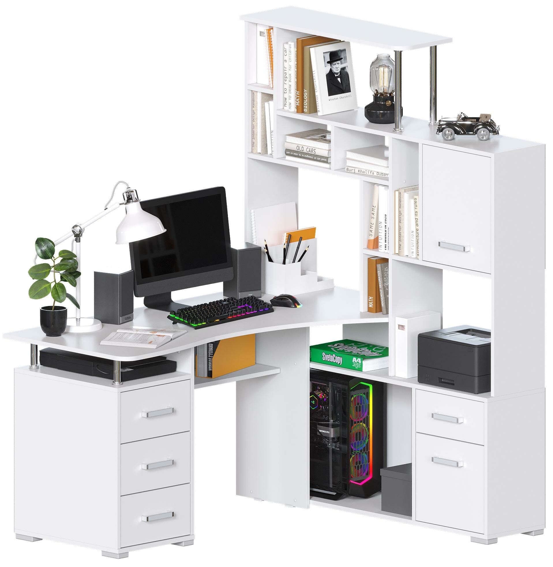 Компьютерный стол Джаз-15 Белый правый