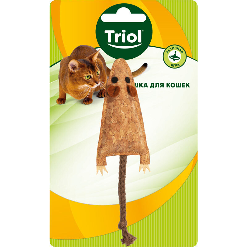 Triol игрушка "Мышка с хвостиком" из пробки для кошек - фото №4