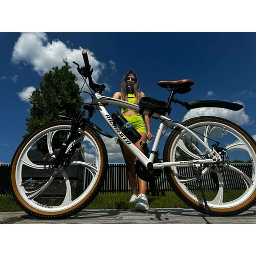 Велосипед Richiesto 26 колёса литые Алюминиевые диски Рама 18 Горный Взрослый Подростковый Спортивный белыйкоричневый 27700₽