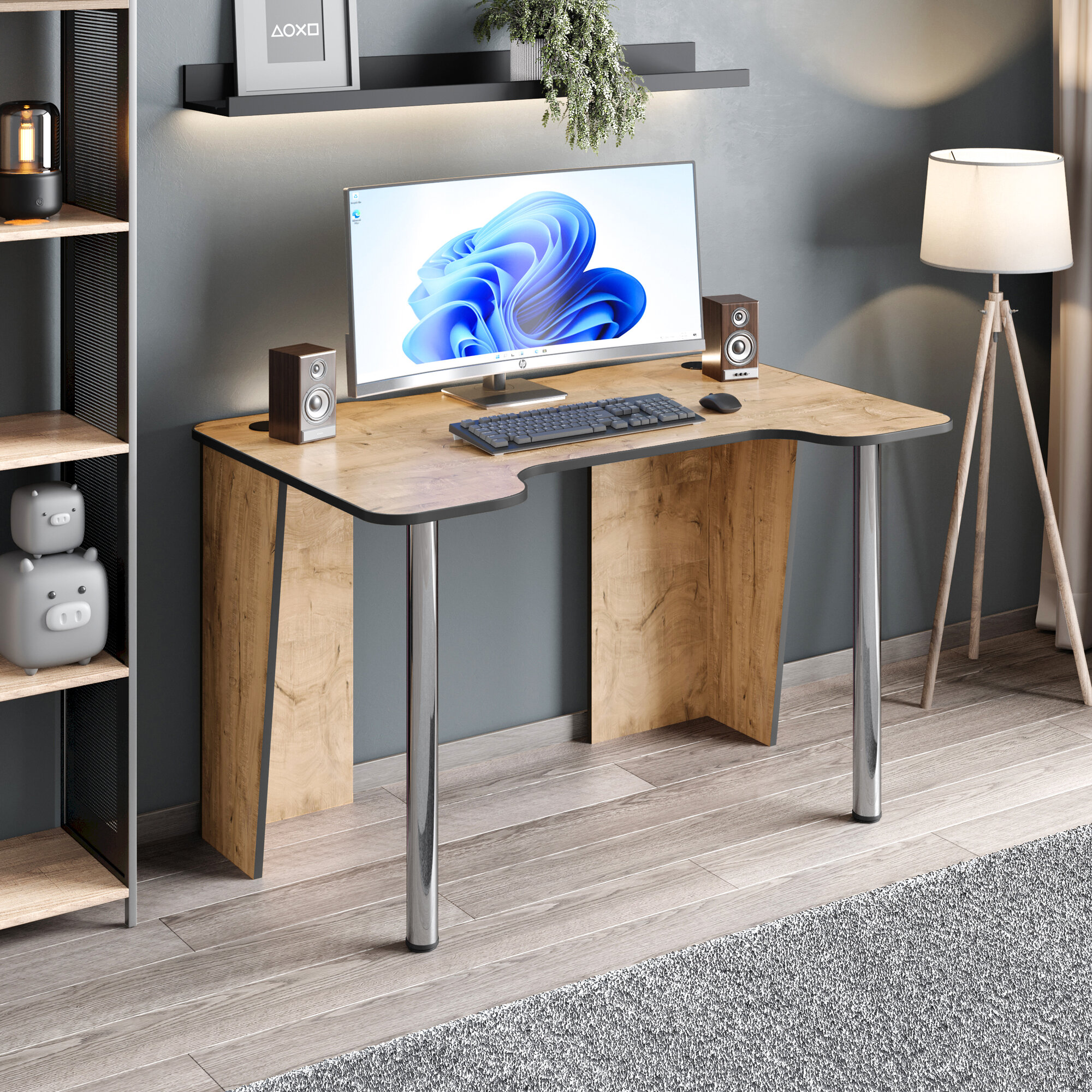 фото Белый компьютерный стол с черной кромкой от бренда "Атмосфера Мебели"