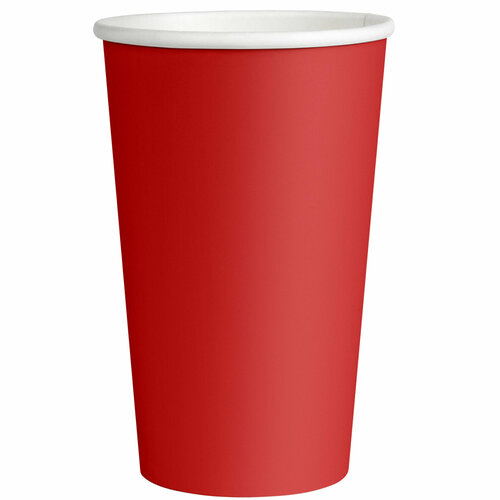 Набор одноразовых бумажных стаканов 400 мл. 50 шт, цвет красный