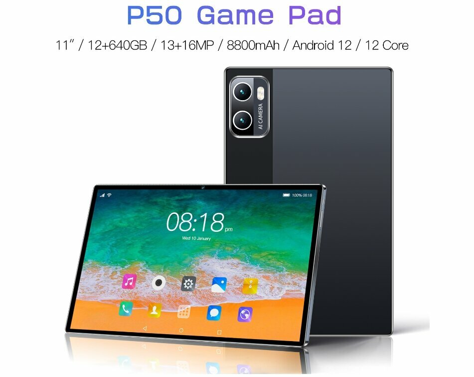 Планшетный компьютер ZhongQing P50 10,1", 2GB/16GB, Android 12, 4G, Wi-Fi, розовое золото