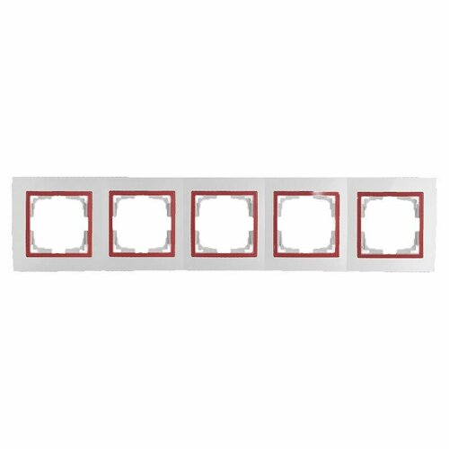 Рамка электроустановочная 5 Постов Белый со Сменными цветными вставками Красный Уют Bylectrica
