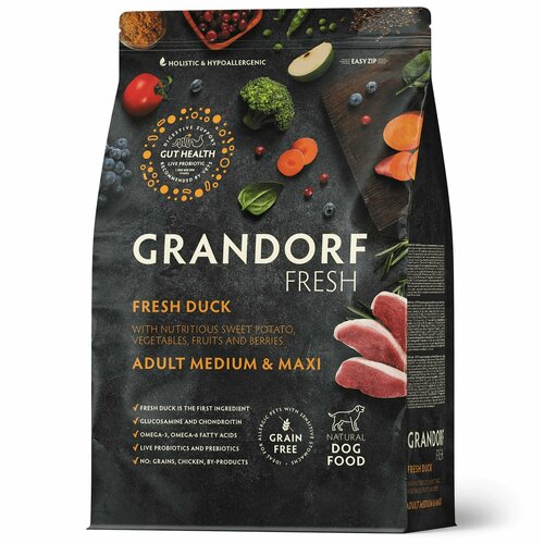 Grandorf FRESH Dog Adult MED&MAXI Duck&Sweet Potato (мясо утки с бататом для собак средних и крупных пород) 3 кг