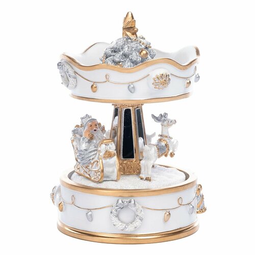 Музыкальная шкатулка GOODWILL MG с Сантой санками и каруселью цвет белый с золотом 16 см 9900₽