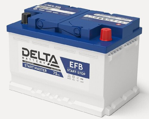 Изображение товара Аккумулятор автомобильный DELTA Start Master EFB 75 А/ч 760 А обр. пол. Евро авто (278x175x190) 1275