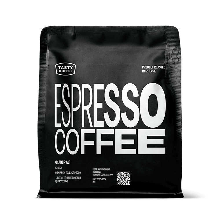 Кофе для эспрессо Флорал Tasty Coffee, в зёрнах, 1000 г